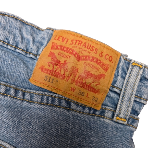 Mens 511 Levi's Light Blue Straight Leg Jeans Slim 36x32 Run Small - Picture 4 of 13